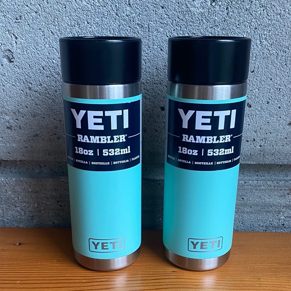 🆕 2 x YETI Rambler 18oz with 360• drinking lid in Seafoam